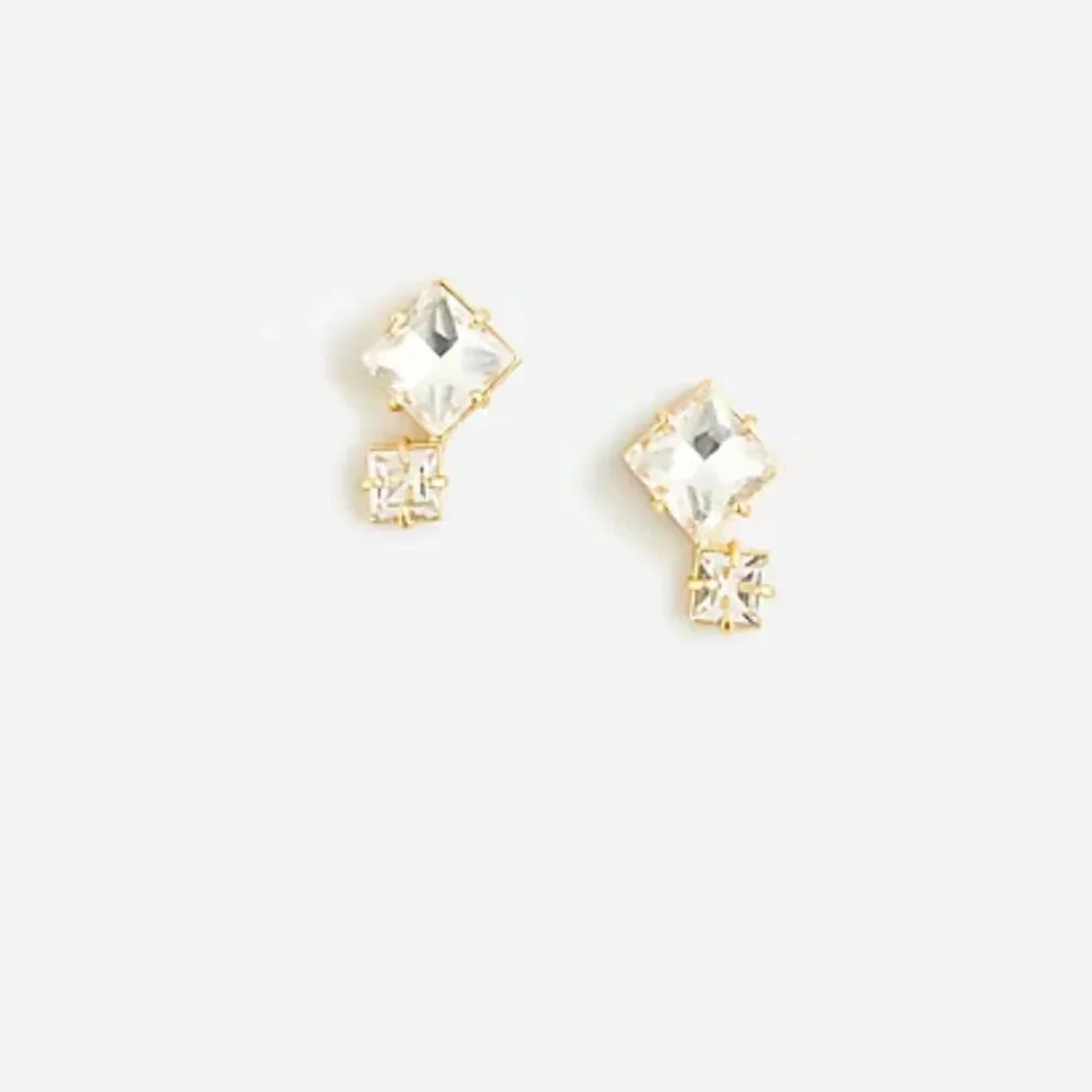 J. Crew square gem earrings NWT